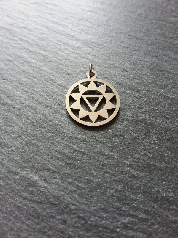 1 or 5 Stainless Steel Manipura Chakra Solar Plexus Charms Flat 22x19mm
