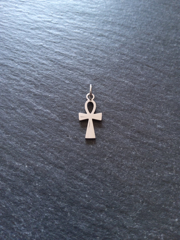 2 or 10 Little Stainless Steel Ancient Egyptian Ankh Charms 16x8x1mm