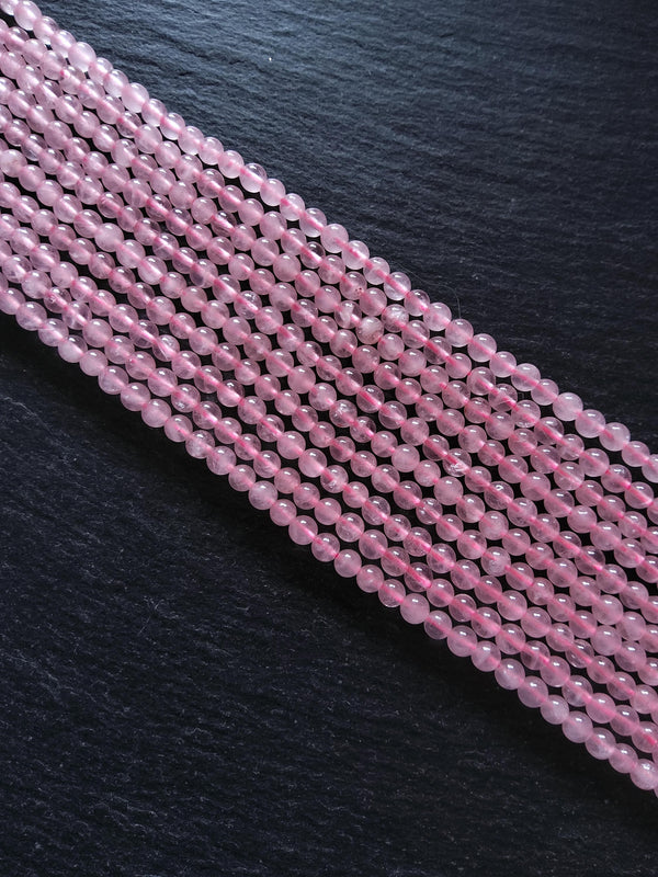 4.6mm Natural Rose Quartz Beads Undyed Round Polished Full 15.5 inch Strand