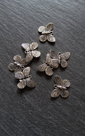 10 or 50 Beautiful Butterfly Charms Antique Silver Tone 18x15mm