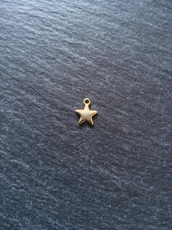 10 or 50 Real 18K Gold Plated Stainless Steel Star Charms 10x8x0.8mm Hole: 1.4mm