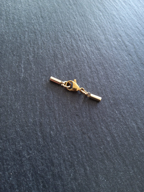 4 or 20 Genuine 18K Gold Plated Stainless Steel End Cap Sets for 1.5mm (2mm end caps)