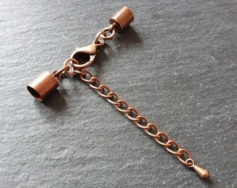Antique Copper Tone End Cap Sets for 5mm Cord Necklaces & Bracelets (5.5mm end caps)