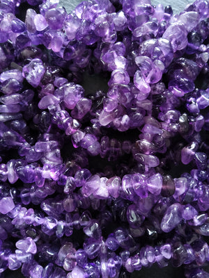 Natural Amethyst Chip Polished Gemstone Beads Approx 8x5mm Full 15.5" Strand