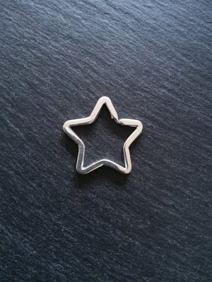 2 or 10 Star Shaped Keyring Rings Bright Silver Plated 34x33mm