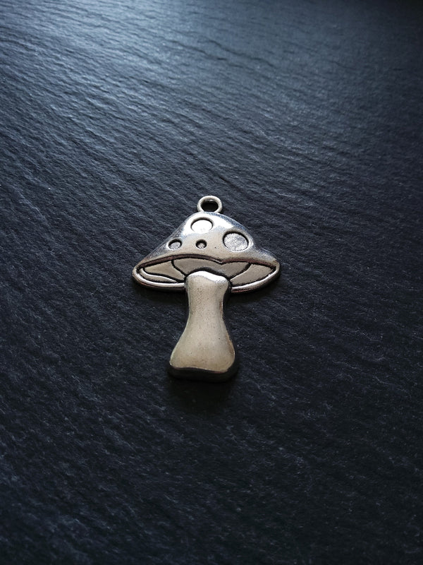 4 or 20 Large Mushroom Toadstool Charms Antique Silver Tone 41x29mm
