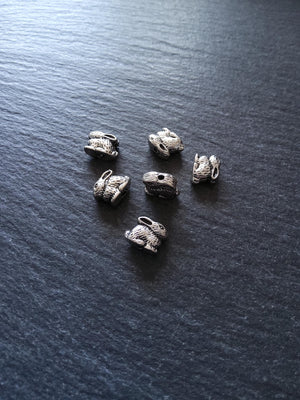 6 or 30 Rabbit Beads Antique Silver Tone 10x8mm
