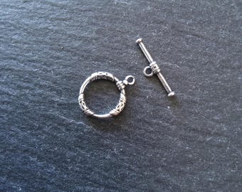 Antiqued Genuine Solid Sterling Silver Toggle Clasp Set 17x13x2mm