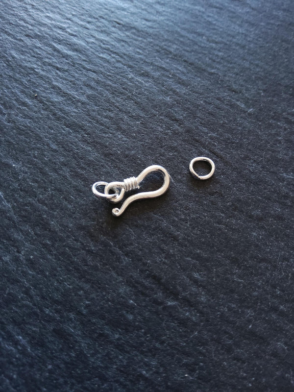 Genuine Solid Sterling Silver Hook & Eye Clasp Set 20mm Long (clasp 13x6x2mm)