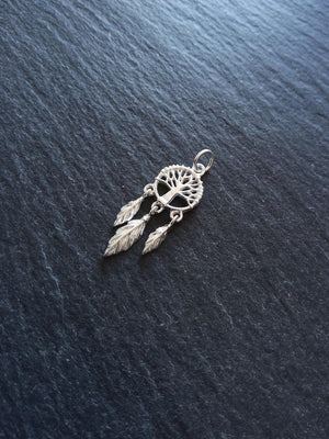 Tree of Life Dreamcatcher Charm 925 Sterling Silver 25x10x2mm