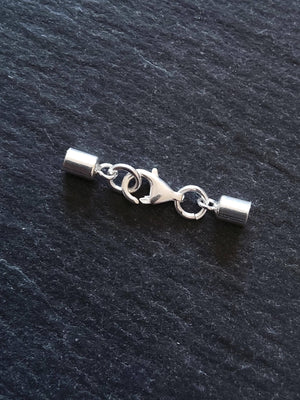 Genuine Solid Sterling Silver End Cap Set for 2.5mm Cord (3mm end caps)