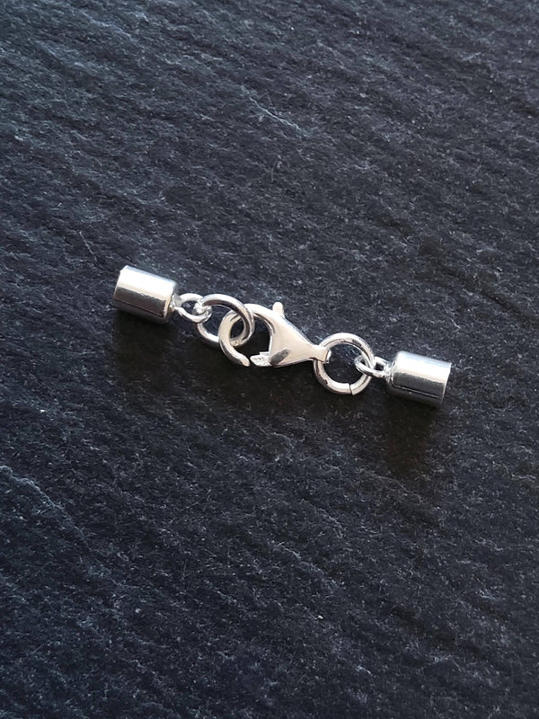 Genuine Solid Sterling Silver End Cap Set for 2.5mm Cord (3mm end caps)