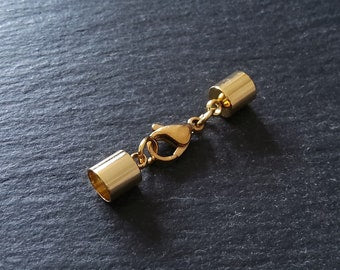 1 or 5 Gold Stainless Steel End Cap Sets for 5.5mm Cord (6mm end caps)