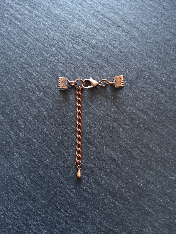 5 or 25 Antique Copper Crimp End Sets for 6mm (1/4") Wide Ribbon