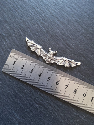 4 or 20 Flying Bat Connector Charms Antique Silver Tone Metal Alloy 65x17mm