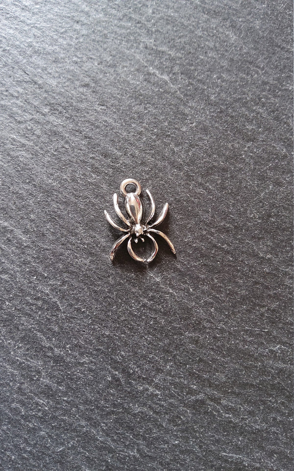 12 or 60 Spider Charms Antique Silver Tone 18x13x3mm