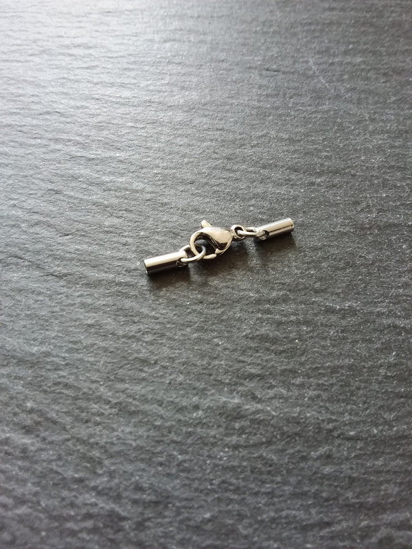 5 or 25 Sets Stainless Steel Rounded End Caps for 1.5mm Cord with Lobster Clasps (1.8mm end caps)