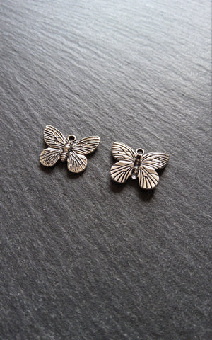 10 or 50 Beautiful Butterfly Charms Antique Silver Tone 18x15mm