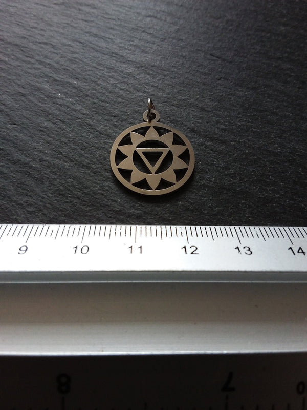 1 or 5 Stainless Steel Manipura Chakra Solar Plexus Charms Flat 22x19mm