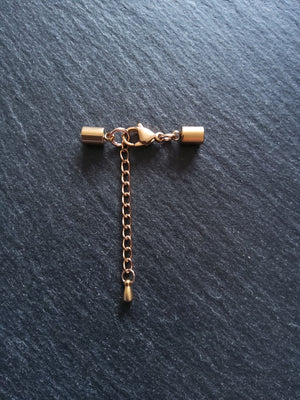 3 or 15 Rose Gold Stainless Steel End Cap Sets for 3.5mm Cord with or without Extender Chain (4mm end caps)