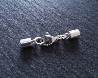 2 or 10 Bright Silver Stainless Steel End Cap Sets for 4mm Cord (4.5mm end caps)