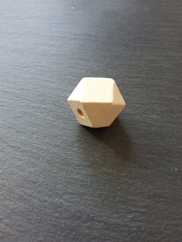 20 Faceted Square Natural Hinoki Wood 20mm (6/8") Spacer Beads. Hole: 4mm