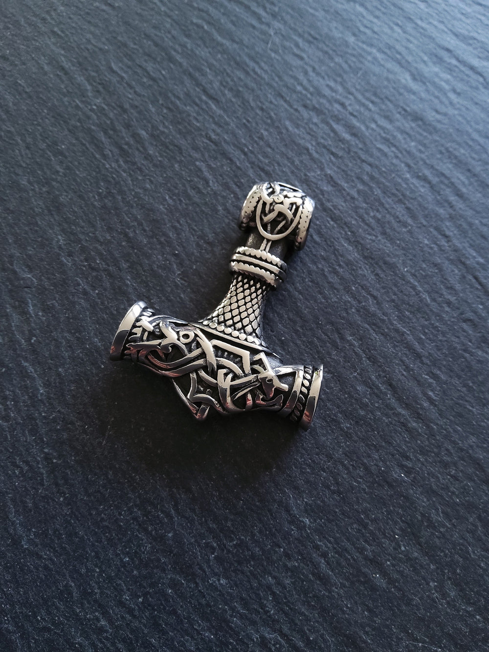 Large Solid Stainless Steel Thors Hammer Mjölnir Pendant 46x35x9mm