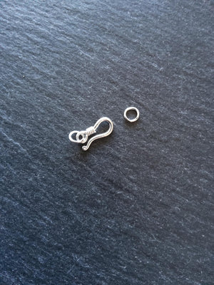 Genuine Solid Sterling Silver Hook & Eye Clasp Set 20mm Long (clasp 13x6x2mm)