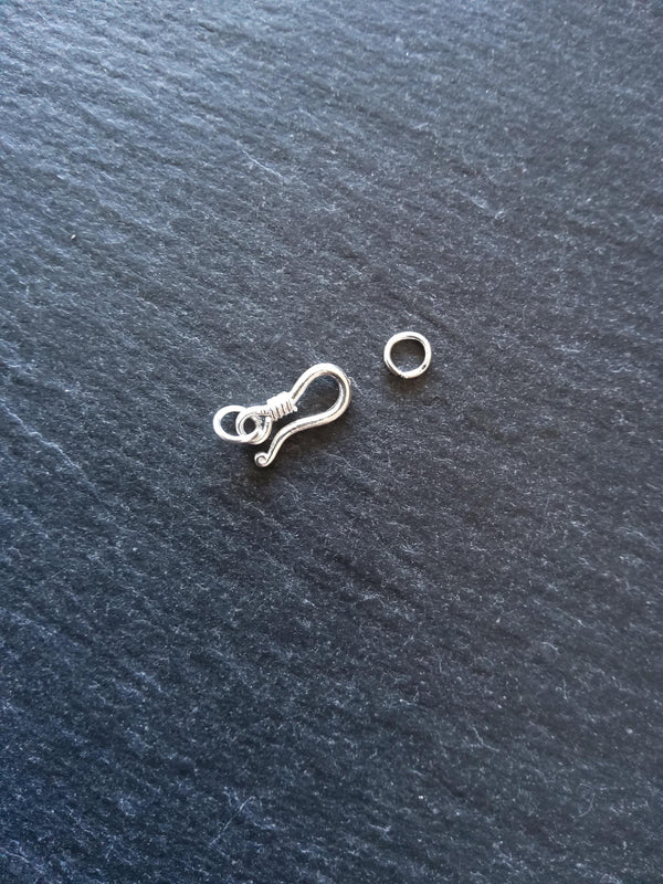 Genuine Solid Sterling Silver Hook & Eye Clasp Set 20mm Long (clasp 13x6x2mm)