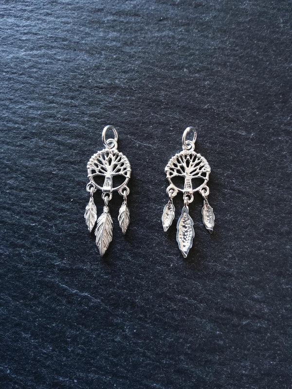 Tree of Life Dreamcatcher Charm 925 Sterling Silver 25x10x2mm