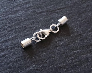 Genuine Solid Sterling Silver End Cap Set for 2.5mm Cord (3mm end caps)