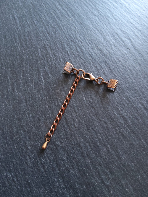 5 or 25 Antique Copper Crimp End Sets for 6mm (1/4") Wide Ribbon