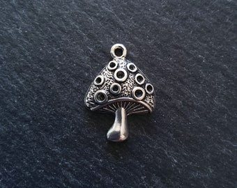 4 or 20 Mushroom Toadstool Charms Antique Silver Tone 25x18mm