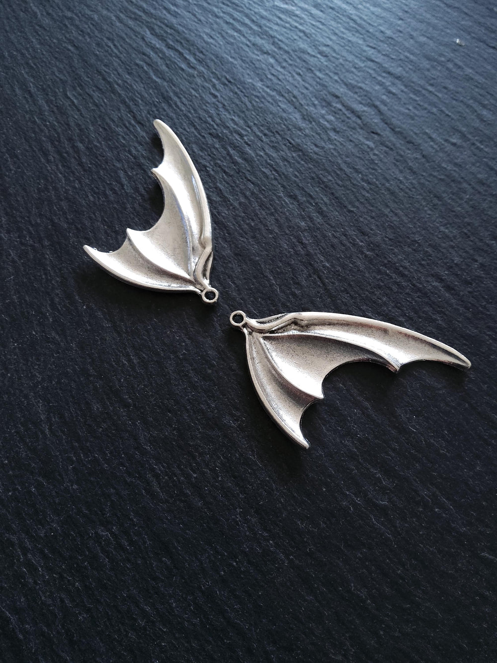 1 or 5 Pairs of Bat Wing Charms Antique Silver Tone Alloy 53x32mm