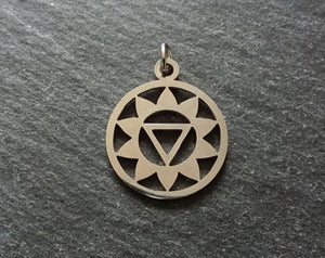 1 or 5 Stainless Steel Manipura Chakra Solar Plexus Charms Flat 22x19mm