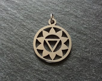 1 or 5 Stainless Steel Manipura Chakra Solar Plexus Charms Flat 22x19mm