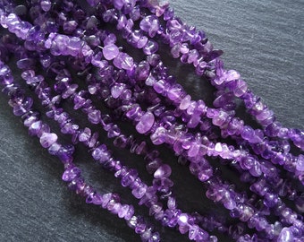 Natural Amethyst Chip Polished Gemstone Beads Approx 8x5mm Full 15.5" Strand