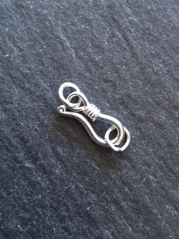 Genuine Solid Sterling Silver Hook & Eye Clasp Set 20mm Long (clasp 13x6x2mm)