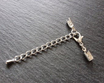 Silver Plated Crimp End Sets for 3mm to 3.5mm Cord Necklaces