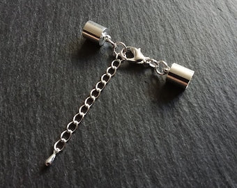 4 or 20 Silver Plated End Cap Sets for 7mm Cord (7.5mm end caps)