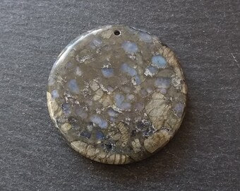 Natural Glaucophane Flat Round Pendant 50mm Diameter