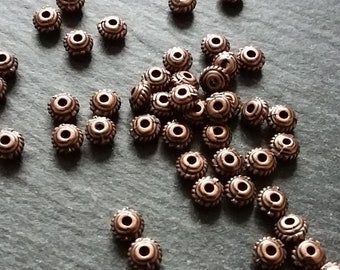 60 or 300 Antique Copper Tone 5mm Diameter Wheel Spacer Beads Bali Style 5x3mm