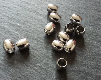 12 or 60 Stainless Steel 6mm Barrel Beads Smooth Solid Spacer 6x6mm with 4mm Hole