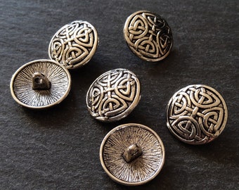 6 or 30 Celtic Knot Silver Tone Metal Buttons 17mm (5/8") Fasteners