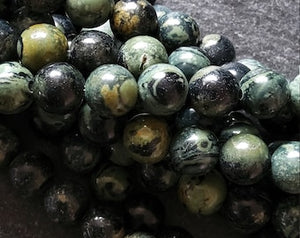 6.5mm Natural Kambaba Jasper Beads Green & Black Round Full 15.7 inch Strand. Hole: 1mm
