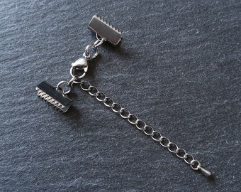 4 or 20 Stainless Steel Crimp End Sets for 13mm (1/2 inch) Wide Chokers & Bracelets with Extender