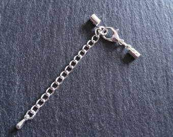 Silver Plated Crimp End Sets for 2mm to 2.5mm Cord Necklaces