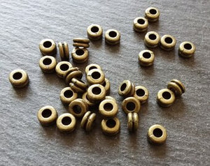 40 or 200 Antique Bronze Tone 6mm Round Macaron Spacer Beads 6x3mm