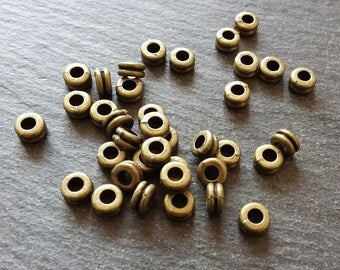 40 or 200 Antique Bronze Tone 6mm Round Macaron Spacer Beads 6x3mm