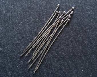 20 or 100 Stainless Steel Ball Head Pins 40mm Long 0.7mm Wide (21 gauge)
